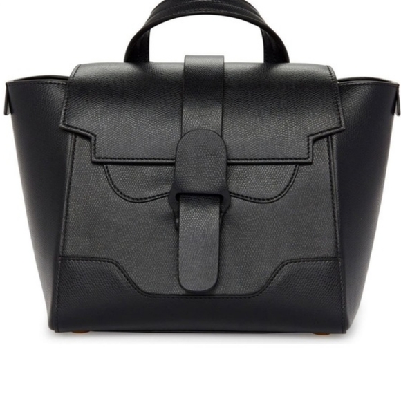 Senreve Handbags - SENREVE MINI MAESTRA BLACK PEBBLED LEATHER CONVERTIBLE BACKPACK CROSSBOD…